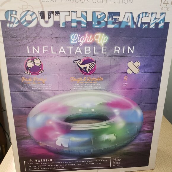 BNWT SOUTH BEACH Luxe Lagoon collection premium inflatable LED pool ring (OS) - Picture 5 of 6